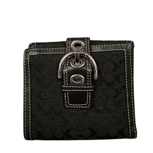 Coach Vintage Signature C Canvas Bifold Wallet- Jacquard Leather Trim